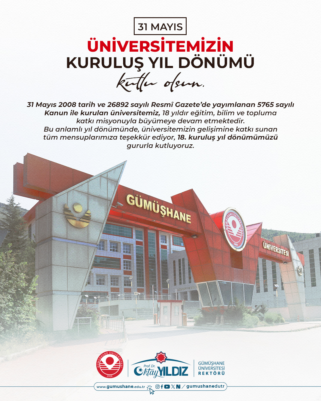 Üniversitemiz, Kuruluşunun 18. Yılını Kutluyor