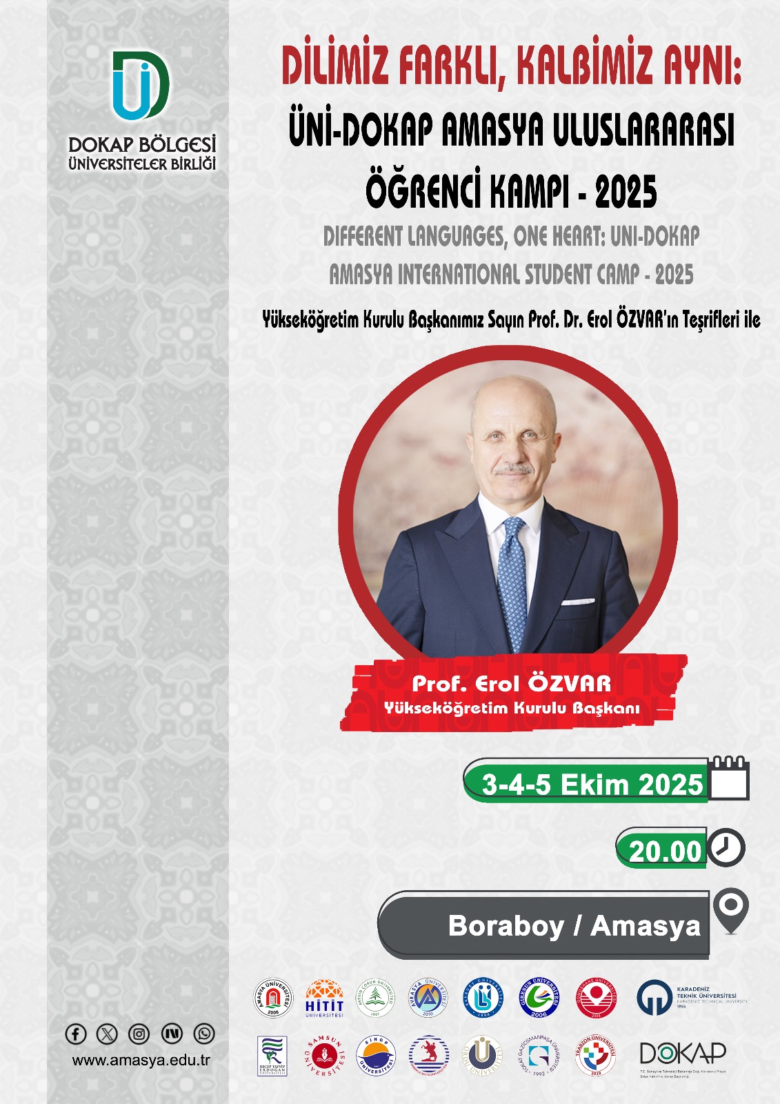 “Dilimiz Farklı, Kalbimiz Aynı: ÜNİ-DOKAP Amasya Uluslararası Öğrenci Kampı – 2025” Başlıyor